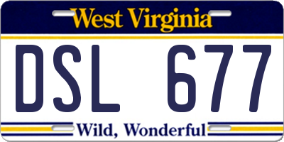 WV license plate DSL677