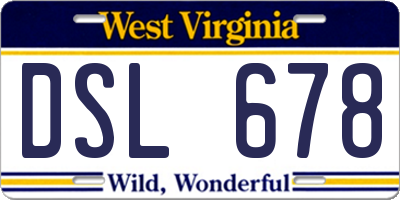 WV license plate DSL678