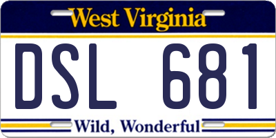 WV license plate DSL681