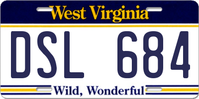 WV license plate DSL684
