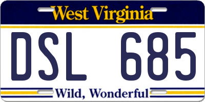 WV license plate DSL685