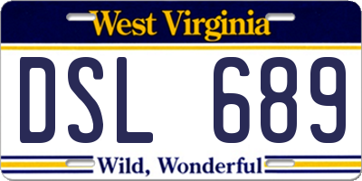 WV license plate DSL689