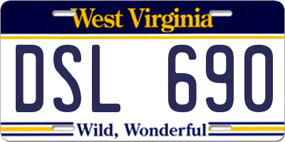 WV license plate DSL690