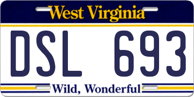 WV license plate DSL693