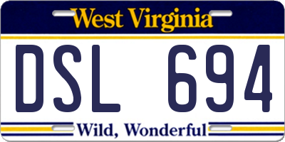 WV license plate DSL694
