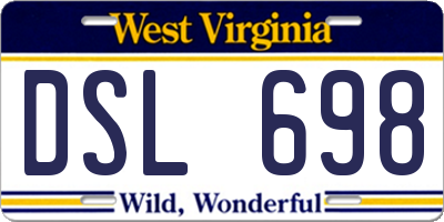 WV license plate DSL698