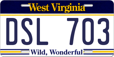 WV license plate DSL703