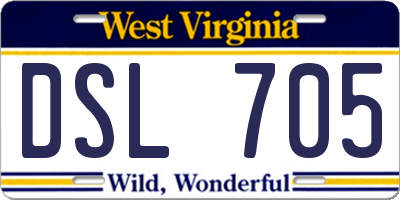 WV license plate DSL705