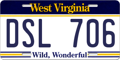 WV license plate DSL706