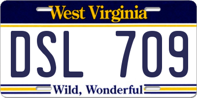WV license plate DSL709