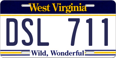 WV license plate DSL711