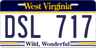 WV license plate DSL717