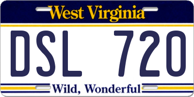 WV license plate DSL720