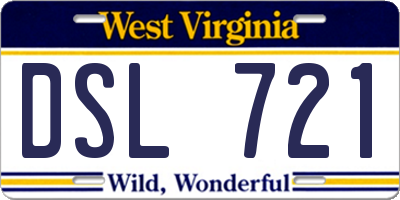 WV license plate DSL721