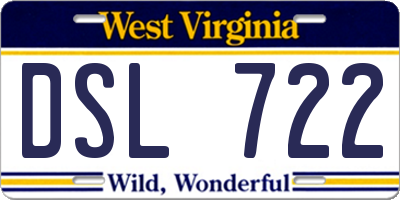 WV license plate DSL722