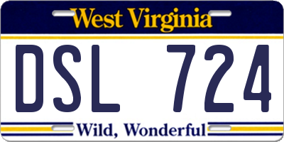 WV license plate DSL724