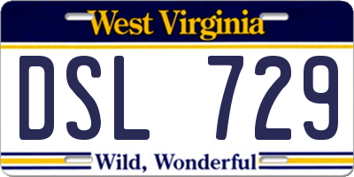 WV license plate DSL729