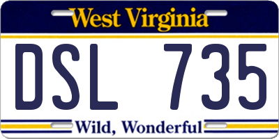WV license plate DSL735