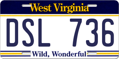 WV license plate DSL736