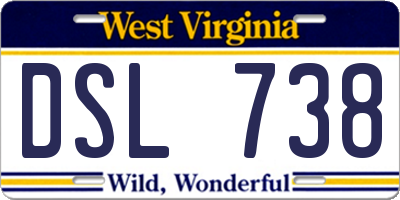 WV license plate DSL738