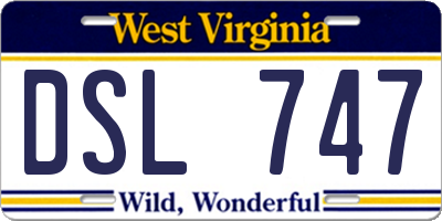 WV license plate DSL747