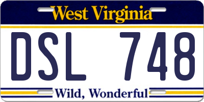 WV license plate DSL748