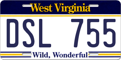 WV license plate DSL755
