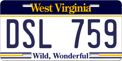 WV license plate DSL759