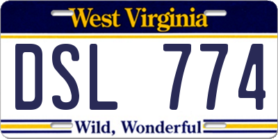WV license plate DSL774
