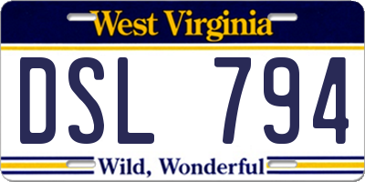 WV license plate DSL794