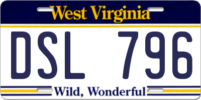WV license plate DSL796