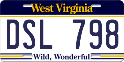 WV license plate DSL798