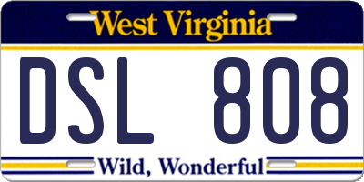 WV license plate DSL808