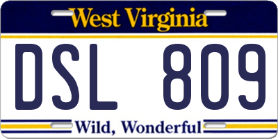 WV license plate DSL809