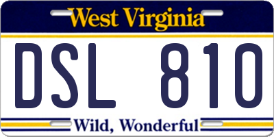 WV license plate DSL810