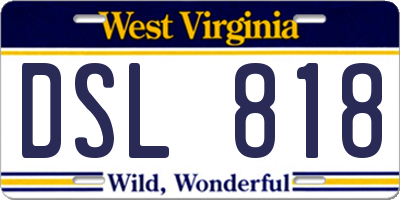WV license plate DSL818