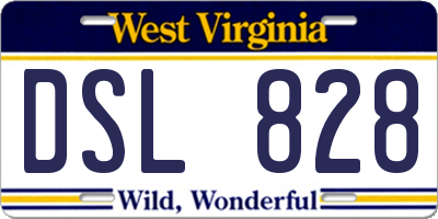WV license plate DSL828