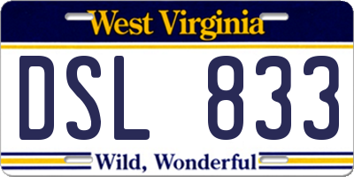 WV license plate DSL833