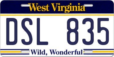 WV license plate DSL835
