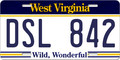 WV license plate DSL842