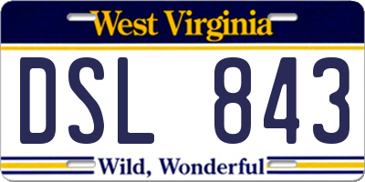 WV license plate DSL843