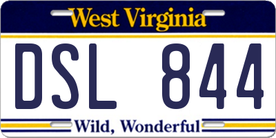 WV license plate DSL844