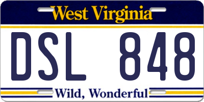 WV license plate DSL848