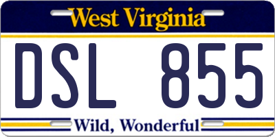 WV license plate DSL855