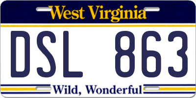 WV license plate DSL863