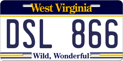 WV license plate DSL866