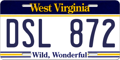 WV license plate DSL872