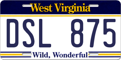 WV license plate DSL875