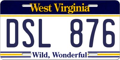 WV license plate DSL876