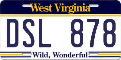 WV license plate DSL878